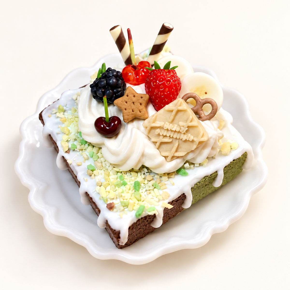 Mini Berry Cake DIY Clay Craft Kit finished project on an ivory background