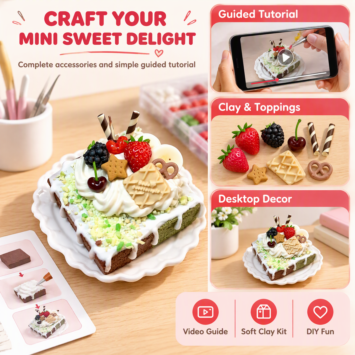 Mini Berry Cake DIY Clay Craft Kit
