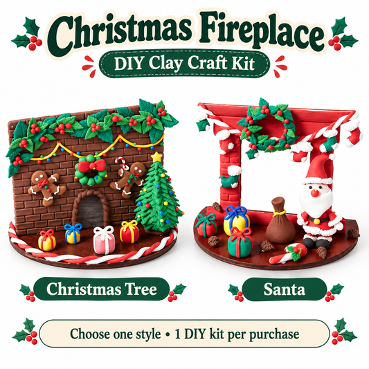 Christmas fireplace DIY clay kit - choose Christmas Tree or Santa style