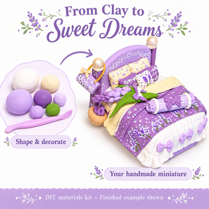 From colored clay to a handmade purple floral miniature bed