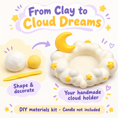 From white and yellow clay to a handmade moon and star cloud holder without candle