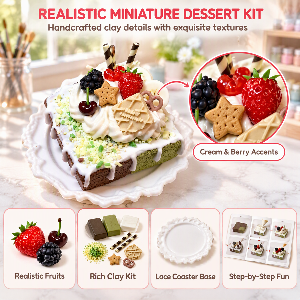 Mini Berry Cake DIY Clay Craft Kit